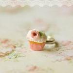Dessert Jewelry - Soft Pink Gerbera Daisy Cupcake..
