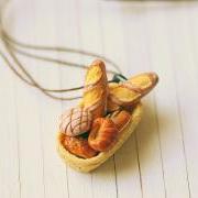 Miniature Food Jewelry - Bread Basket Necklace - French Bread Necklace