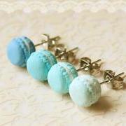 Food Earrings - Macaron Earrings in Lagoon Blue Series