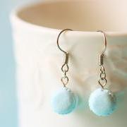 Food Jewelry - Powder Blue Macaron Earrings 
