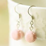 Miniature Food Jewelry - Soft Pink French Macaron Earrings