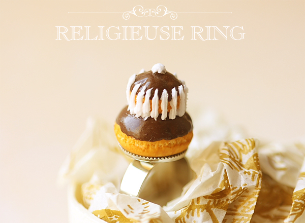 Miniature Food Jewlery - Chocolate Religieuse Ring