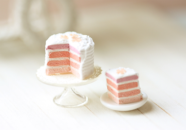 Miniature Food - Dollhouse Pink Rainbow Cake