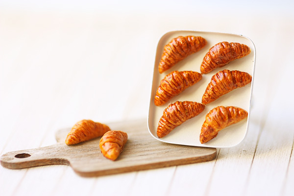 Miniature Food Jewelry - Butter Croissants On Tray Ring