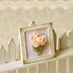 Dollhouse Miniature Shabby Chic Pink Framed Rose..