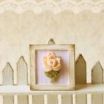 Dollhouse Miniature Shabby Chic Pink Framed Rose..