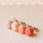 Food Earrings - Macaron Earrings In Dusty Pink..