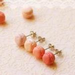 Food Earrings - Macaron Earrings In Dusty Pink..